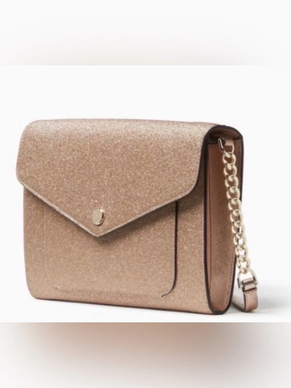 NWT Kate Spade Retail $279 Tinsel Flap Crossbody- Rose Gold Glitter